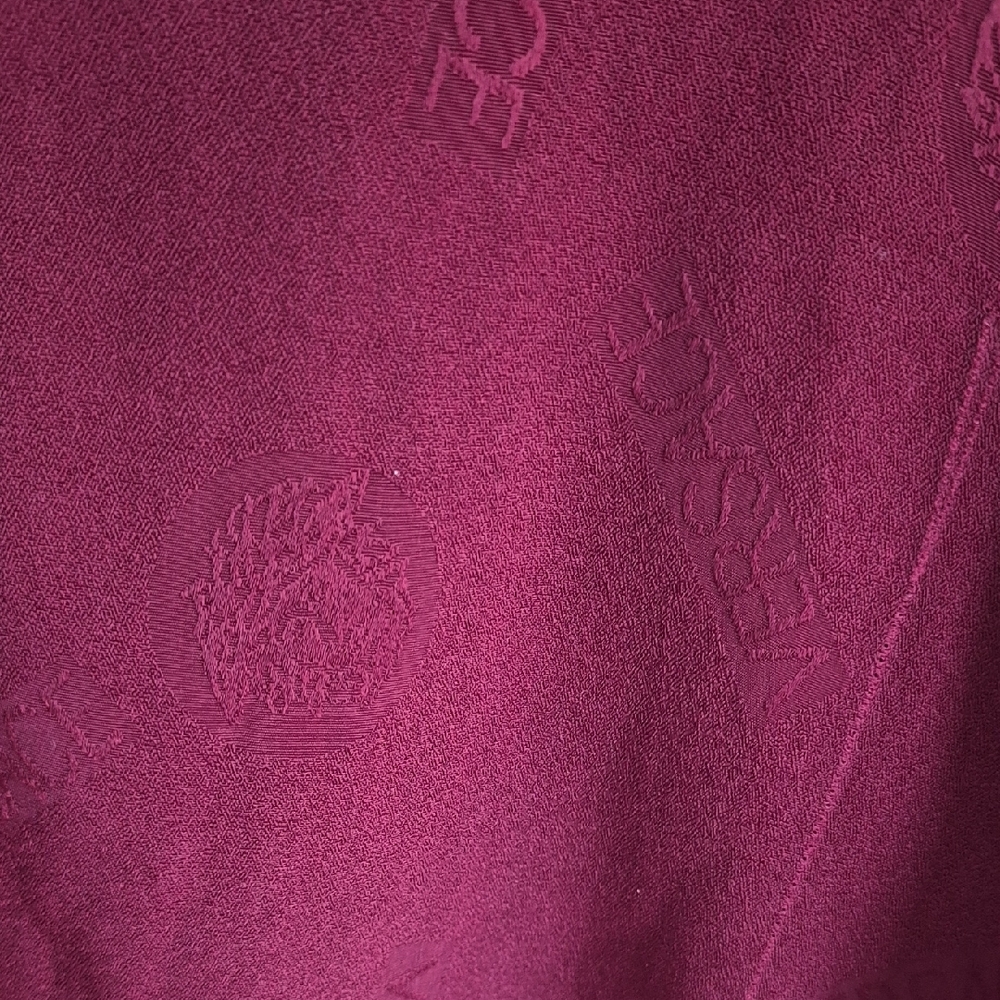 Versace Vintage Burgundy Wine Tonal Jacquard Logo Repeating Button Down M. - Picture 13 of 16